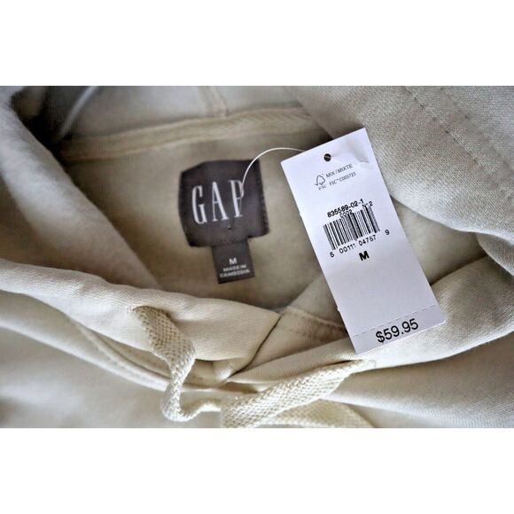 GAP 835589-02-1 Men's Sz Medium Beige Plaid Arch Logo Pullover Hoodie - Picture 4 of 8